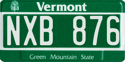 VT license plate NXB876