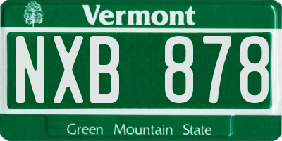 VT license plate NXB878