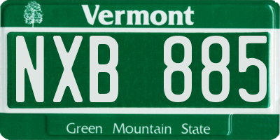 VT license plate NXB885