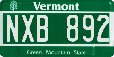 VT license plate NXB892