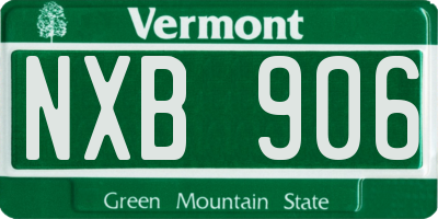 VT license plate NXB906