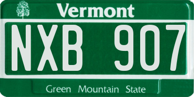 VT license plate NXB907