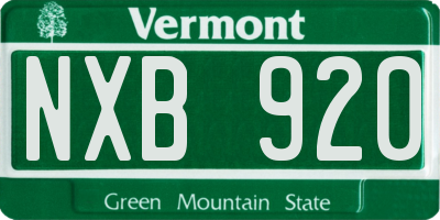 VT license plate NXB920