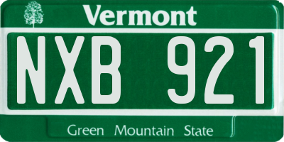 VT license plate NXB921