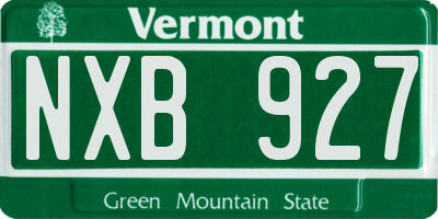 VT license plate NXB927