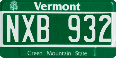 VT license plate NXB932