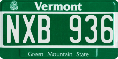VT license plate NXB936