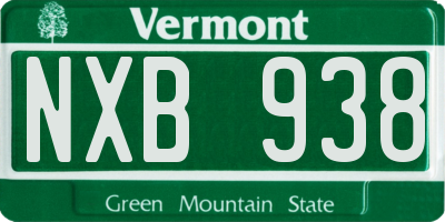 VT license plate NXB938