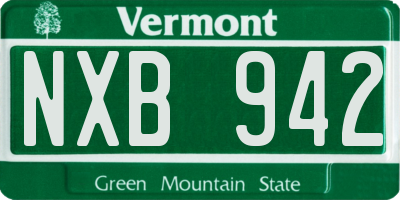 VT license plate NXB942