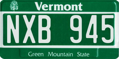 VT license plate NXB945