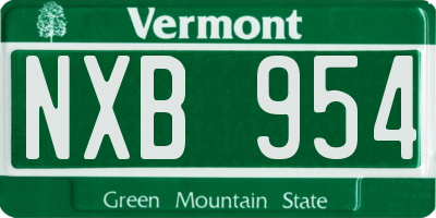 VT license plate NXB954