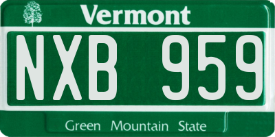 VT license plate NXB959