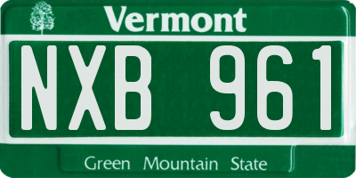 VT license plate NXB961