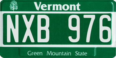 VT license plate NXB976