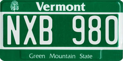 VT license plate NXB980