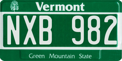 VT license plate NXB982