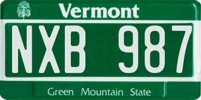 VT license plate NXB987