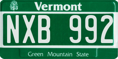 VT license plate NXB992