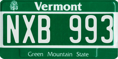 VT license plate NXB993