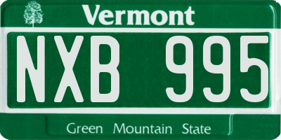 VT license plate NXB995
