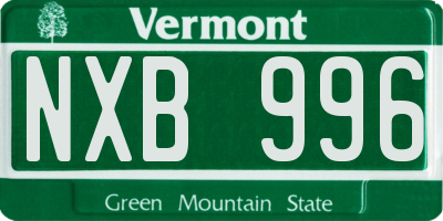 VT license plate NXB996