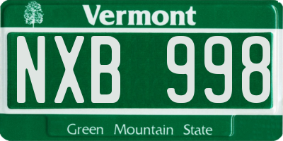 VT license plate NXB998