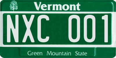 VT license plate NXC001
