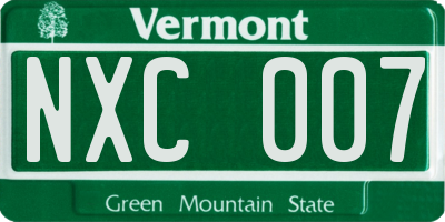 VT license plate NXC007