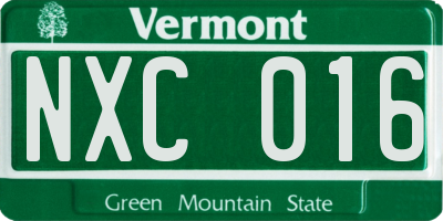 VT license plate NXC016