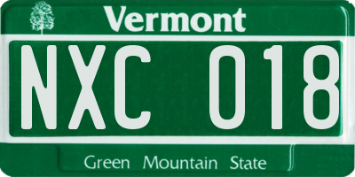 VT license plate NXC018
