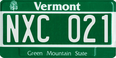 VT license plate NXC021