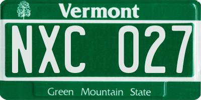 VT license plate NXC027