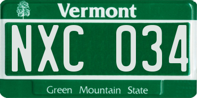 VT license plate NXC034