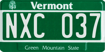VT license plate NXC037