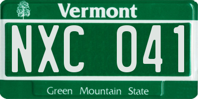 VT license plate NXC041