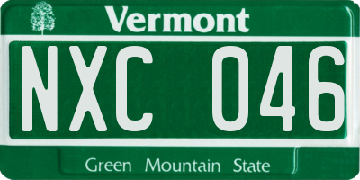 VT license plate NXC046