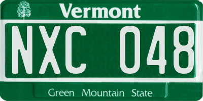 VT license plate NXC048