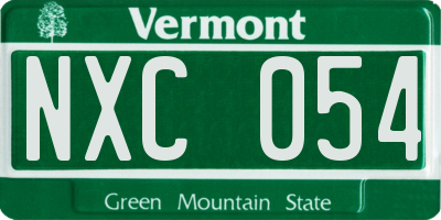 VT license plate NXC054