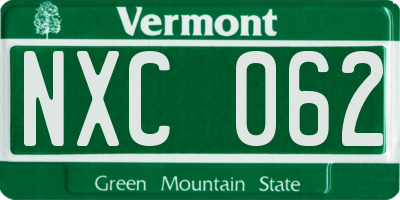 VT license plate NXC062