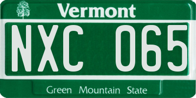 VT license plate NXC065