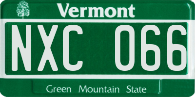 VT license plate NXC066