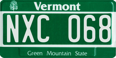 VT license plate NXC068