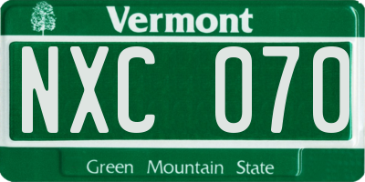 VT license plate NXC070