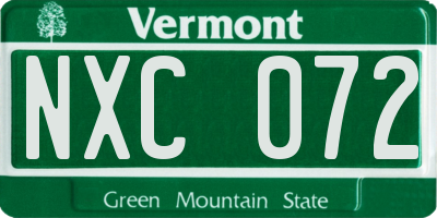 VT license plate NXC072