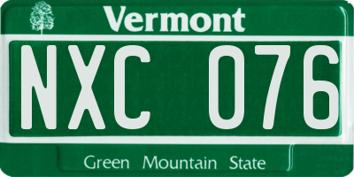 VT license plate NXC076
