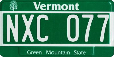 VT license plate NXC077