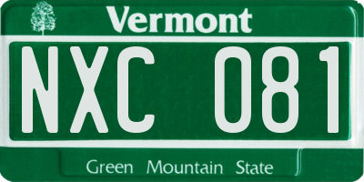 VT license plate NXC081