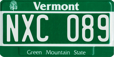 VT license plate NXC089