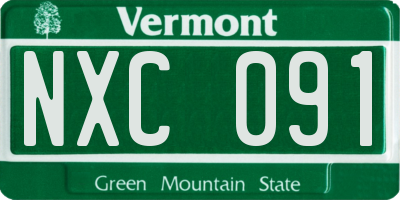 VT license plate NXC091