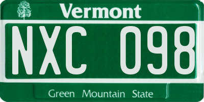 VT license plate NXC098
